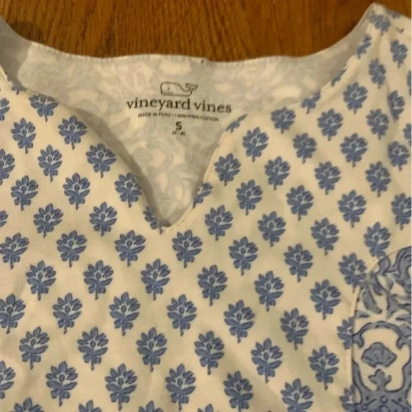 Vineyard Vines Girls Blue White Shift Dress Pima Cotton Preppy Size Small - Picture 4 of 9